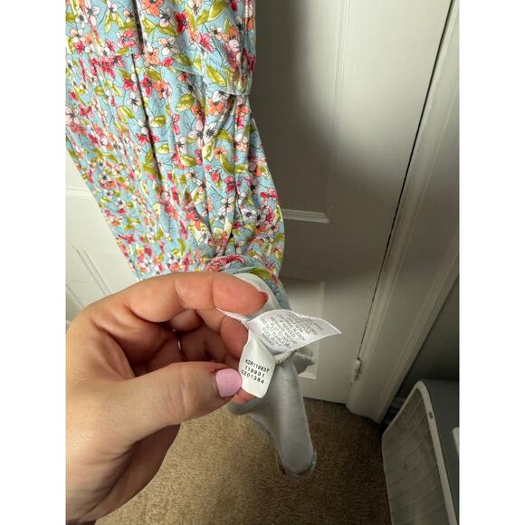 J. Jill Blue Ditsy Floral Jersey Knit Short Sleeve Casual Dress Button Back XL - Picture 7 of 10